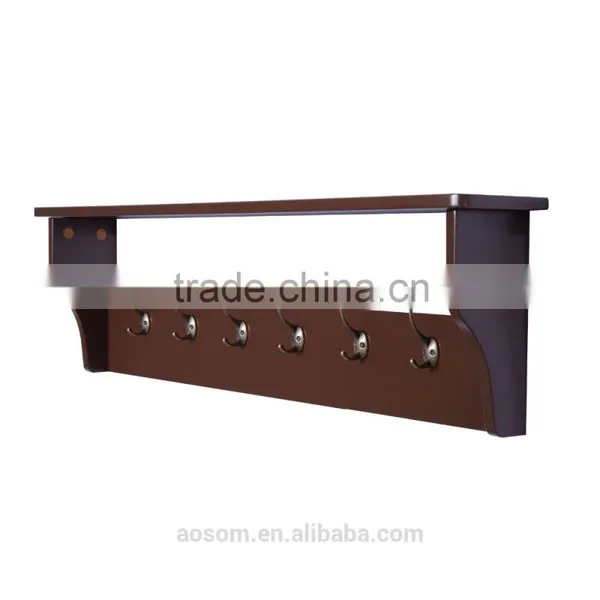 HomCom Coffee 42" 6 Hook Hanging Entryway Shelf photo-3