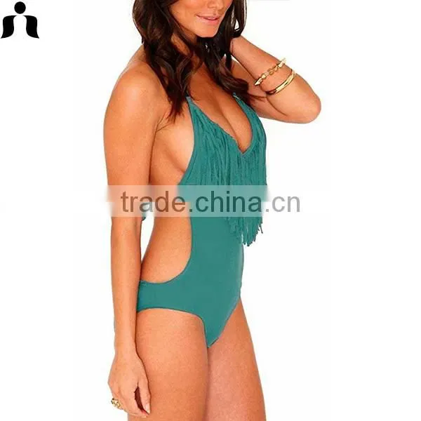 2017 ONE -PIECE SWIM SUIT WITH TASSELS photo-2
