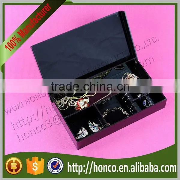 Made in China Black Colour 7 Bins Acrylic Jewelry Box Jewel Case photo-3