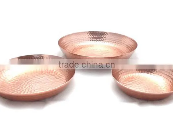 New Design Low Cost Hammered Beaten Copper Tray photo-2