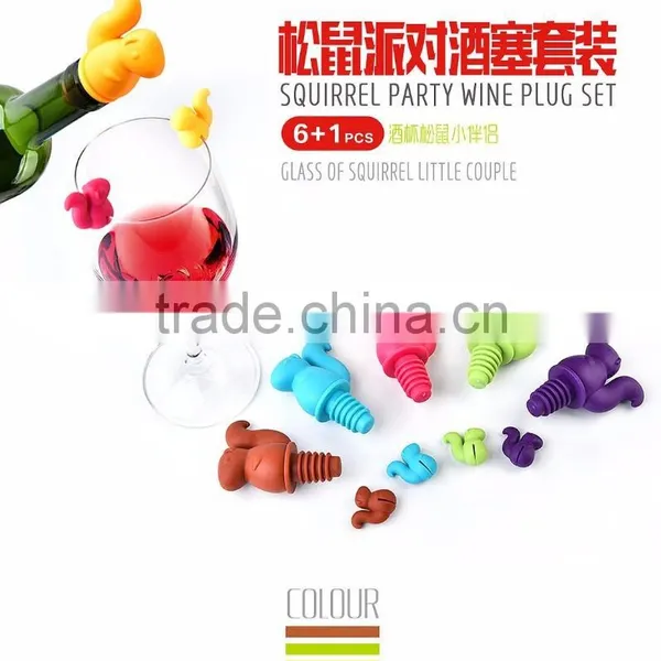 Cute Cartoon Shape Squirrel Party Wine Plug Set, Colorful Squirrel Bottle Stopper photo-4