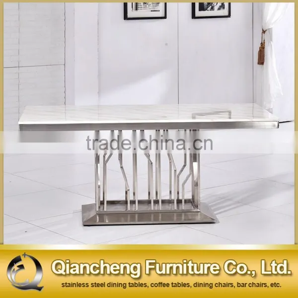 Modern Silver Stainless Steel Dining Table Dining Room Furniture photo-6