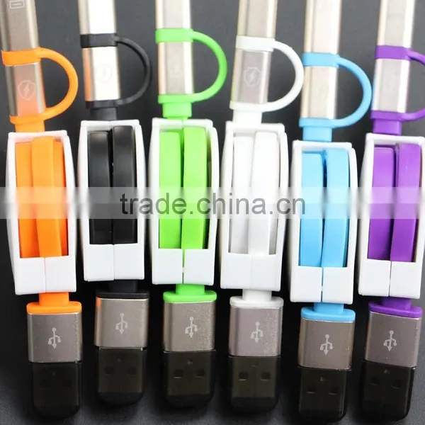 Custom 2 In1 Retractable Universa Tangle Free Charging/Sync Cable for Android&IOS Mobile Phones photo-4