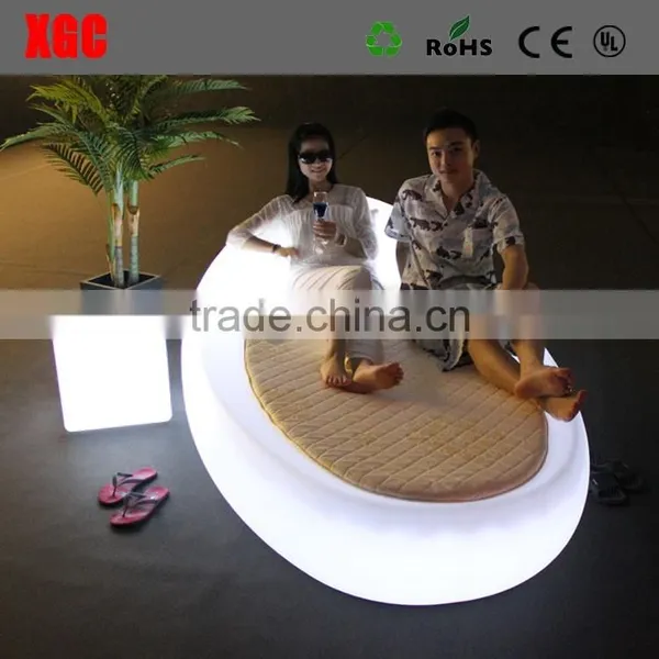 Modern Led Lighting Leather Bed/Luxury Bedroom Set LED Light Round Shape Bed photo-3