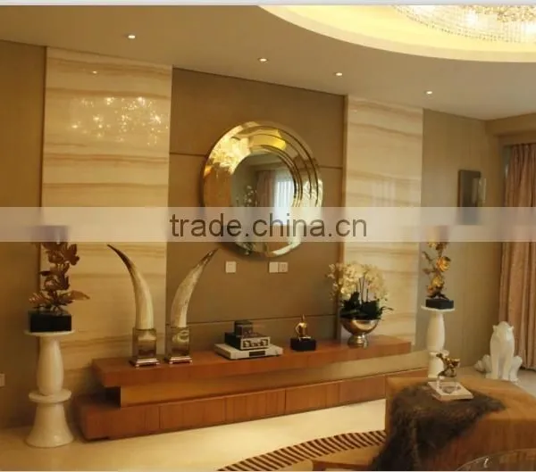 Stainless Steel Modern Wall Mirror With Gold Finish photo-3