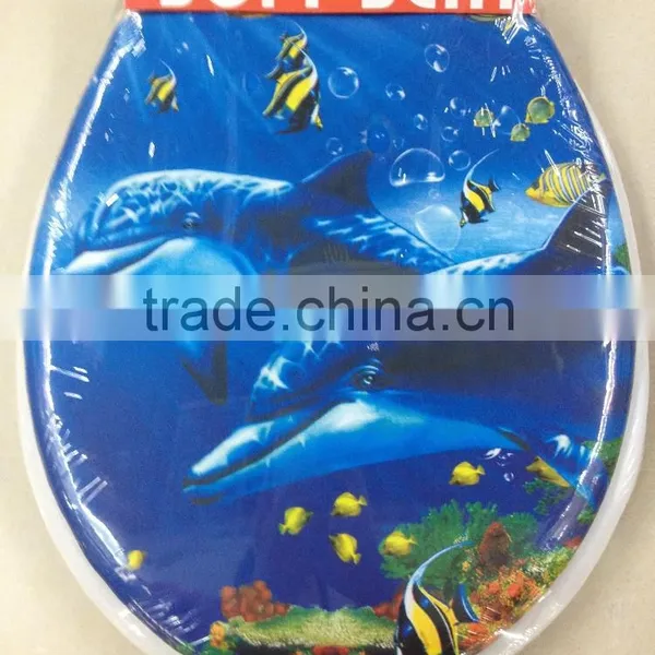 Printed Color PVC Adult Soft Toilet Seats / WC Seat Flowery Color Soft Toilet Seat Lid photo-3