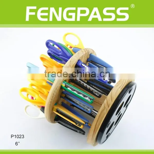 P1023 2Cr13 Stainless Steel Blades With Plastic Handle Zig Zag Paper Craft Scissors Set 10pcs Tijeras With Wooden Block photo-4