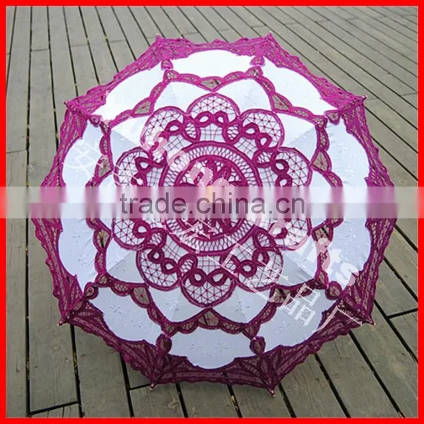 Fuschia Decorative Bella Lace Umbrella For Wedding photo-5