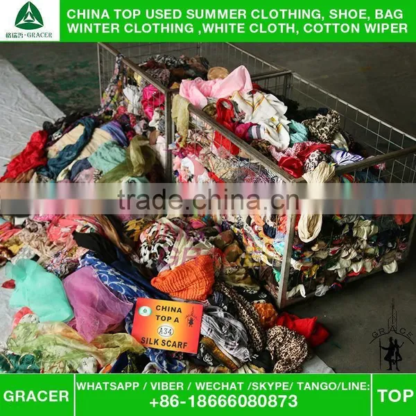 Stock Second Hand Bales 100Kg Ladies Silk Scarf Used Clothing Warehouse photo-4