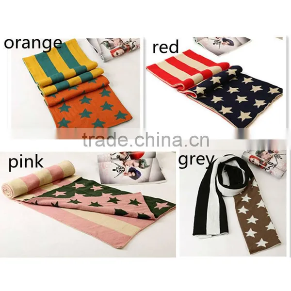 Korean Latest American Flag Creative Stitching Design Warm Knitting Scarf,hijab Scarf Fashion Scarves photo-3