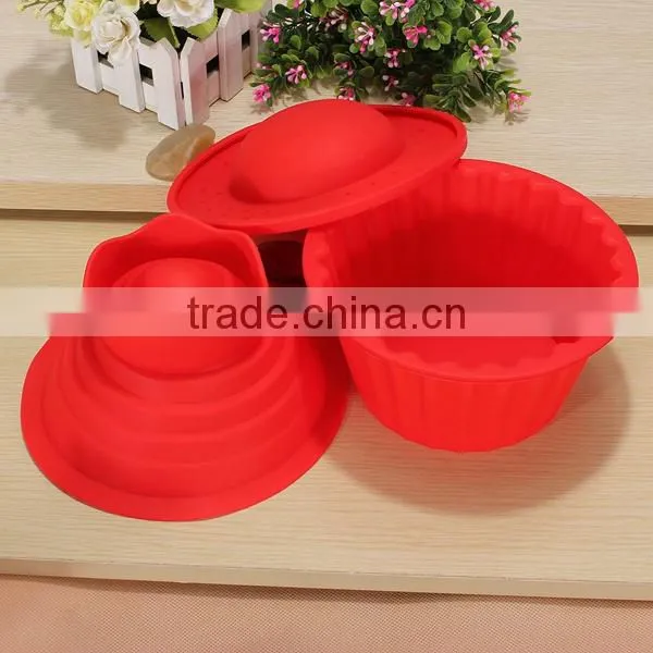 2016 New 3 Pake Silicone Big Top Cupcake Bake Set Baking Mold Mould photo-2