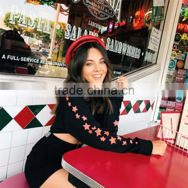 B40999A 2017 Autumn Fashion Crop Tops Women Short Star Sweatshirt photo-5