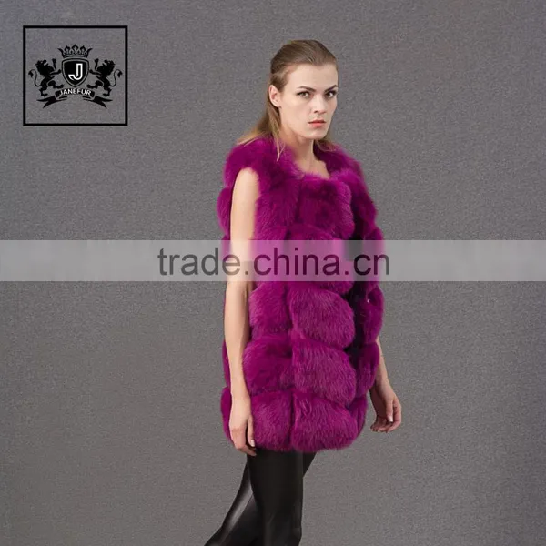 Women Fantastic Design Warm With Purple100% Real Fox Fur Vest