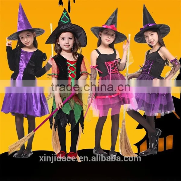 Black Color Long Sleeve Halloween Witches Style Kids Mexican Costumes photo-2
