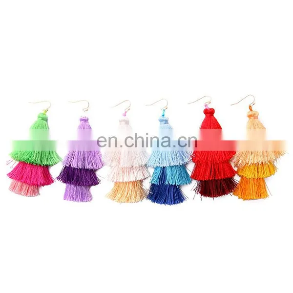 Fringe Drops String Thread Tassel Earrings photo-2