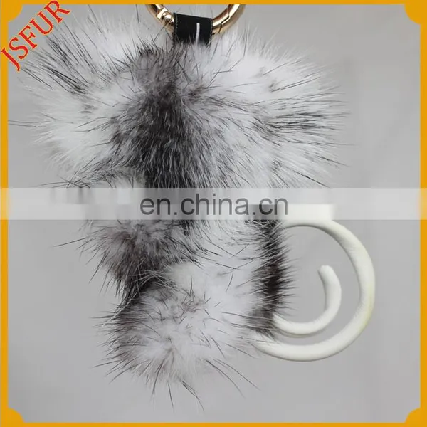 Little Monkey Accessory For Bag Charm Mink Fur Keychain Leather photo-3