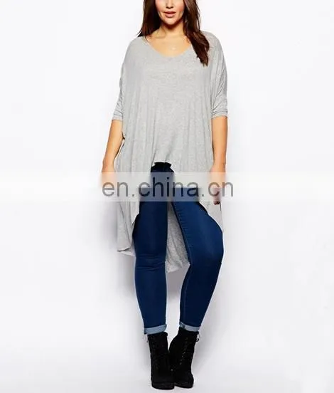 Chinese Clothing Manufacturers Ladies Jeans Jersey Top Design With Dip Back Plus Size Women Clothing photo-2