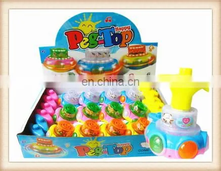 New Product Plastic Kids Musical Flash Electric Spinning Top Toy