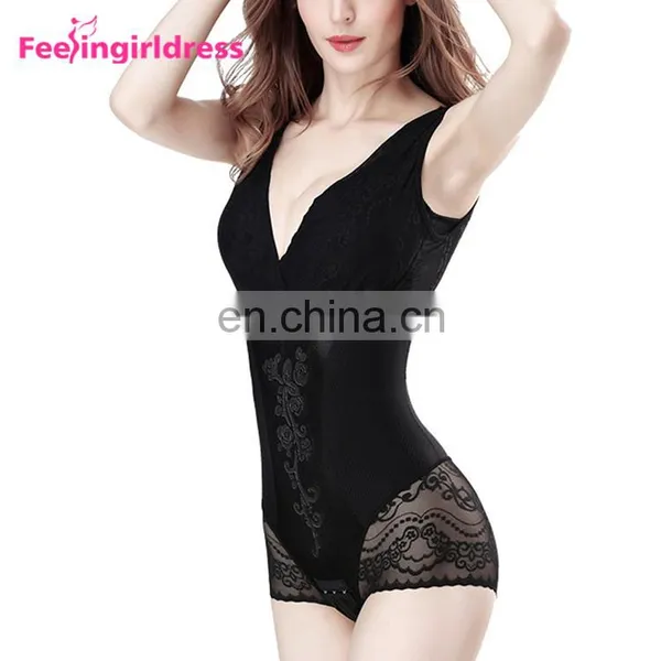 Latest Design Black Slimming Nylon V Neck Lace Underwear Body Shaper For Women Walmart photo-4