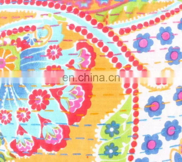 Hand-stitched Kantha Pillow Indoor & Outdoor-Indian Kantha Cushion Covers-Kantha Pillow Covers Textile Art photo-2