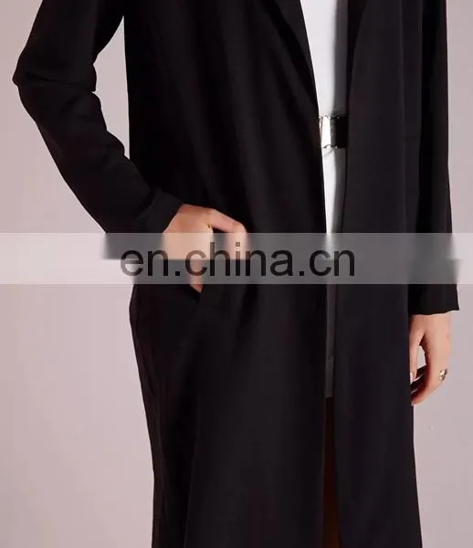 China Factory Custom Fashionable Women Black Color Long Style Wool Coat Women Warn Winter Coat photo-4
