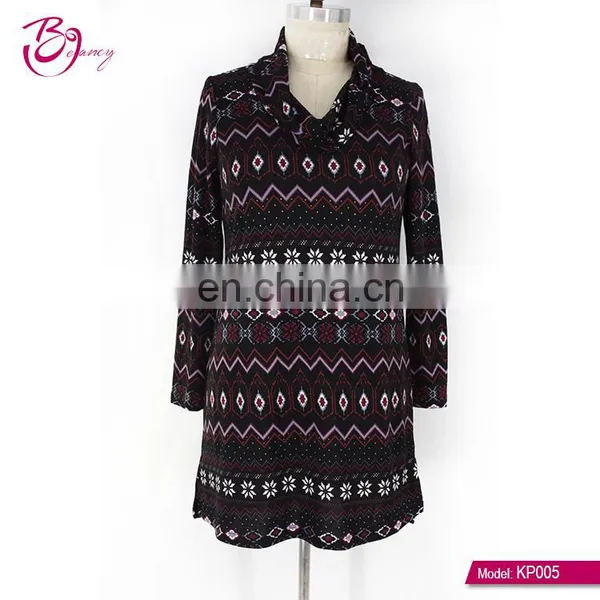 2017 Fall Spandex Turkish Style Plus Size One Piece Digital Printing Ropa Mujer Tunic for Woman photo-2