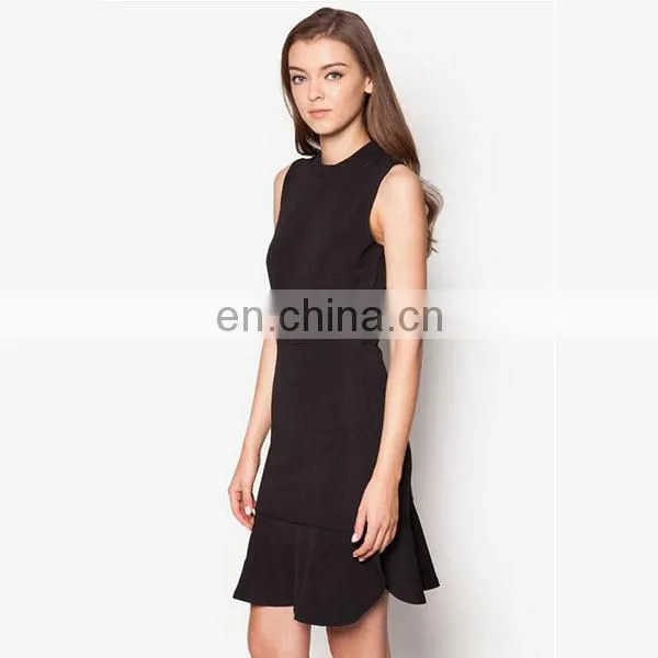 High Quality Fashion Flounced Skirt Sweet Summer Sleeveless Black Women Dresses photo-3