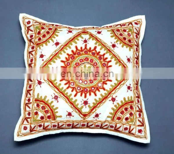 Sequins Patches Cushion Cover,Khambria Cushion Cover, Chikan Work Cushion Cover photo-6