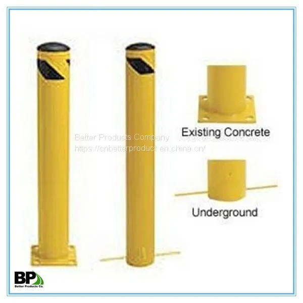 Steel Pipe Safety Bollard With Anchor Bolts