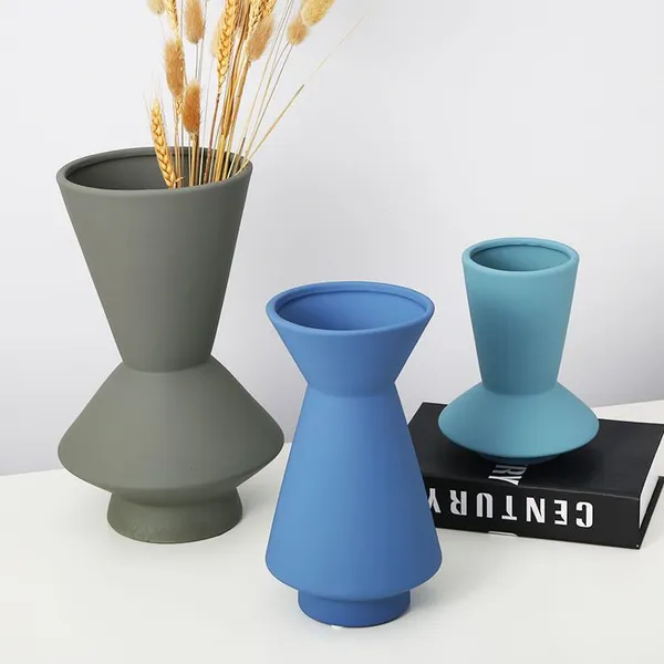 Widemouthed Matte Industrial Nordic Style Green Ceramic Vase,Sofa Set Sitting Room photo-4