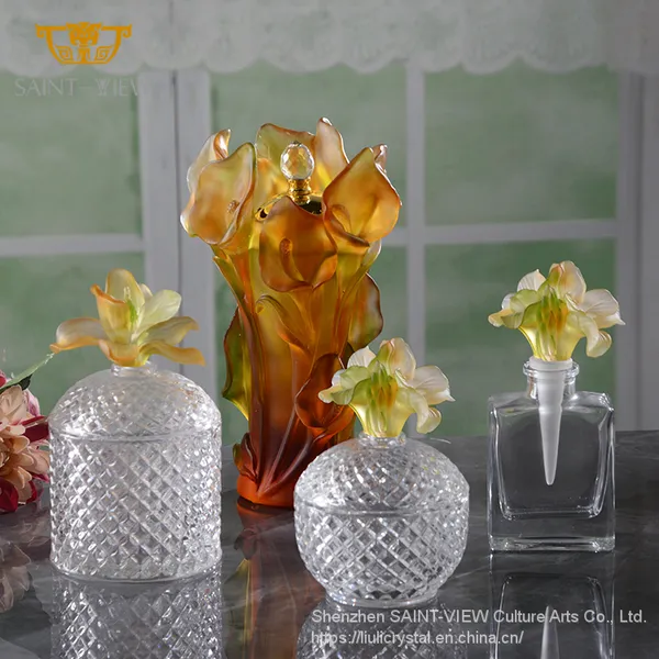 2022 New Creation Instagram Novelty Clear Crystal Glass Sandalwood Container Flower Lid Jewelry Sundries Box photo-4