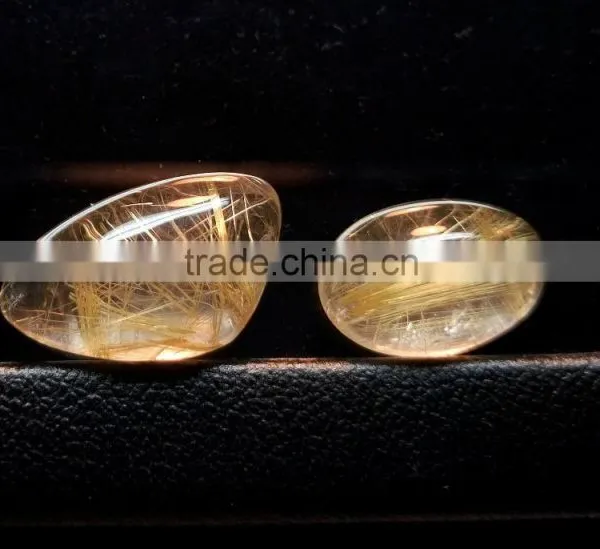 Natural Rutile Cabochon Gemstone / Golden Rutile Stone / Rutilated Quartz photo-2