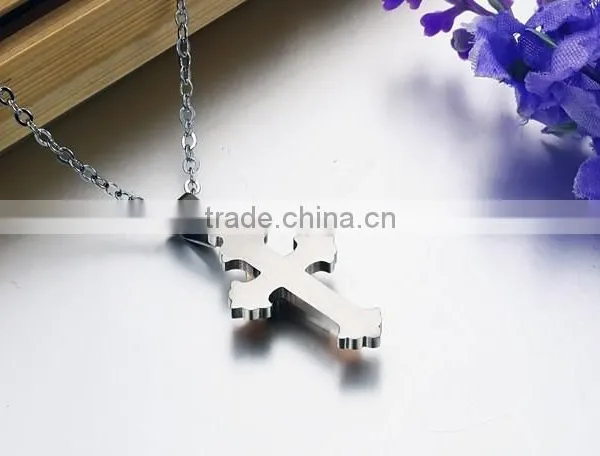 Factory Direct Selling Titanium Steel Rose Gold Plated Multilayer Cross Chain Necklaces photo-3