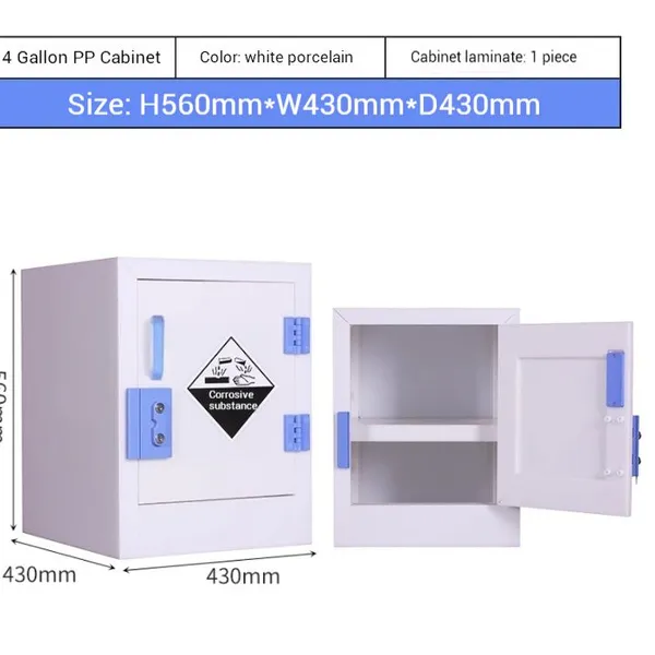 Professional Lab PP Acid Cabinet With Anti-Corrosion Markings and Ventilation System, Standard Compliant Polypropylene Chemical Safety Locker photo-5