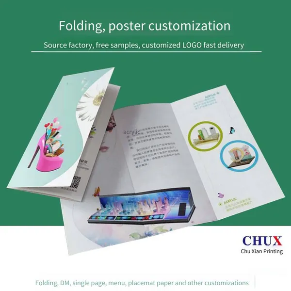 Design and Printing of Tri-fold and Quad-fold Leaflets, Color Leaflets. Factory Size: 740*285. Shanghai Customized Color Printing Factory