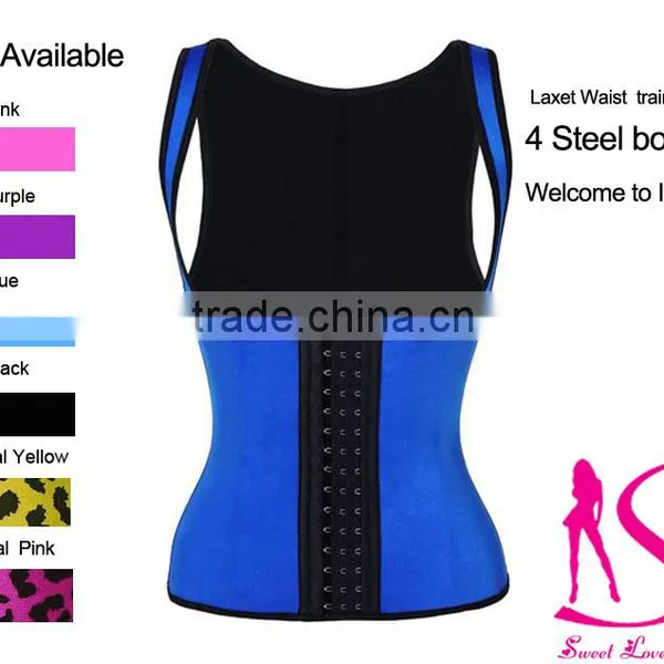 2016New Arrival Top Selling 3 Hooks Latex Black Vest Waist Cincher Wholesale For Women And Man photo-3