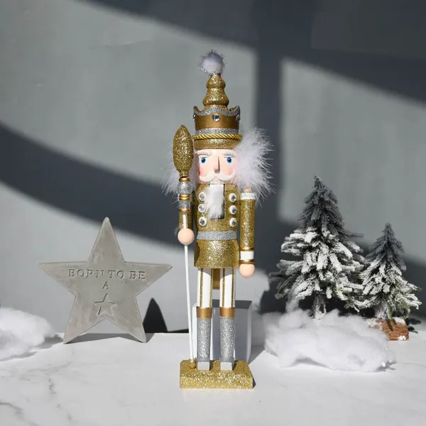 Traditional Hardwood Nutcracker King Figure Christmas Desktop Decor photo-2