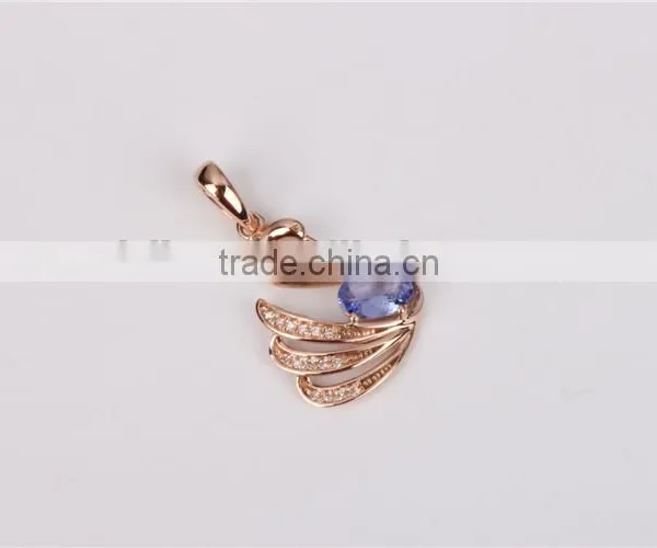 Newest Arrivaling High Quality Gold Swan Pendant With Tanzanite photo-2