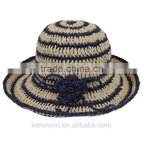 Fashion Ladies Summer Promotional Cheap Beach Hat Paper Straw Hat photo-2