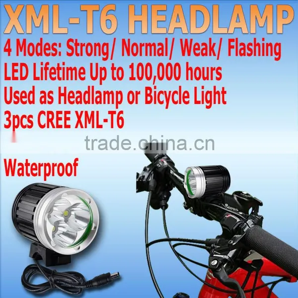 4000lm Bicycle Light Lamp LED 8.4V 3x CREE XM-L XML T6 Headlight Headlamp photo-2