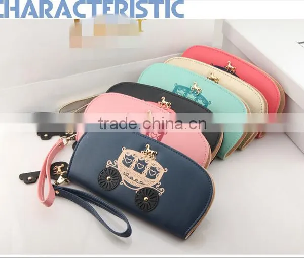 2015 Low MOQ Purse Cheap Oval Carriage Shape Design Clutch Wallet With Tote Band photo-5