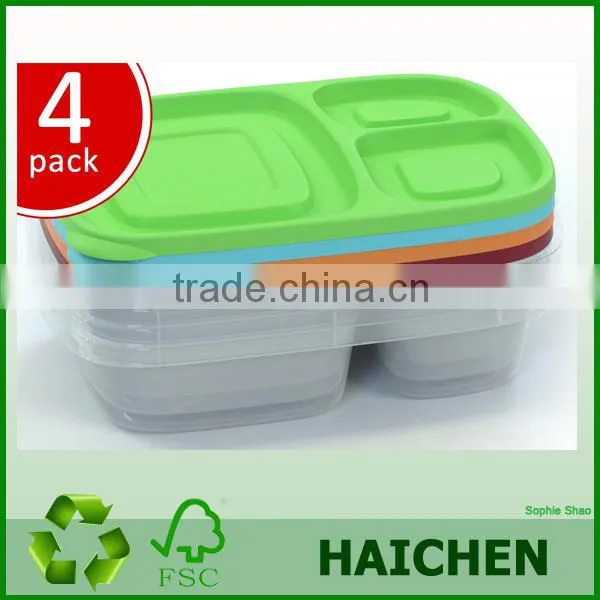 Hot Sale Transparent Plastic 3 Compartment Bento Lunch Box photo-2