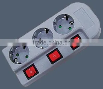 German Style 3 Way Extension Power Strip With Individual Switch (E6003EIS) photo-2