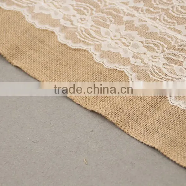 30*275cm Extra Large Burlap Tablecloth With Lace,Jute Burlap Trimming For Decoration photo-4