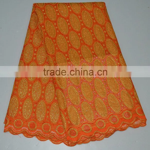 Cheap Swiss Voile Lace Fabric in Golden Materials With Sequins photo-5