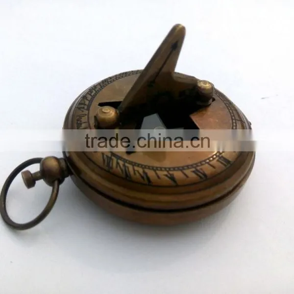 Push Button Pocket Brass Sundial Compass Antique Nautical Pendant Compass 13242 photo-4