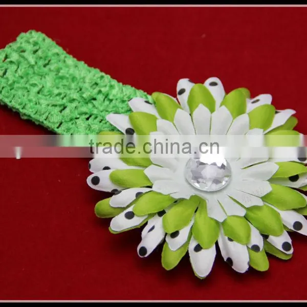 Baby Lovely Crochet Headband With Fabric Flower