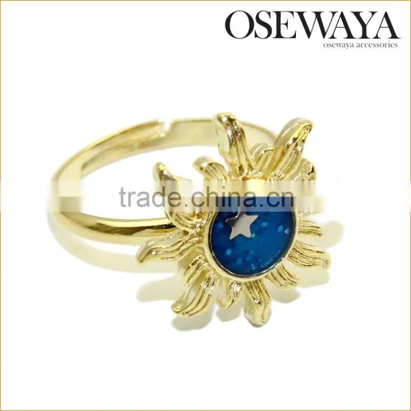 Osewaya Ring Nickel Free, Free Size Made in Japan Trendy Sun Motif Must Buy