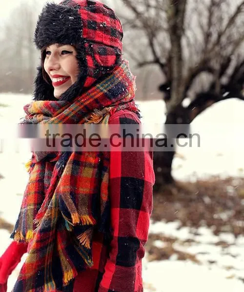 Best Selling 2015 Winter Popular Plaid Blanket Custom Scarf photo-3