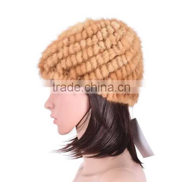 Winter Fur Hat for Women Mink Fur Hat Knitted Mink Hat KZ140001 photo-2